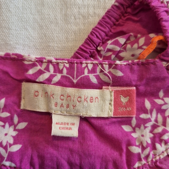 Pink Chicken girls size 3-6 months purple & white flower tunic cap sleeve VGUC - Picture 5 of 5